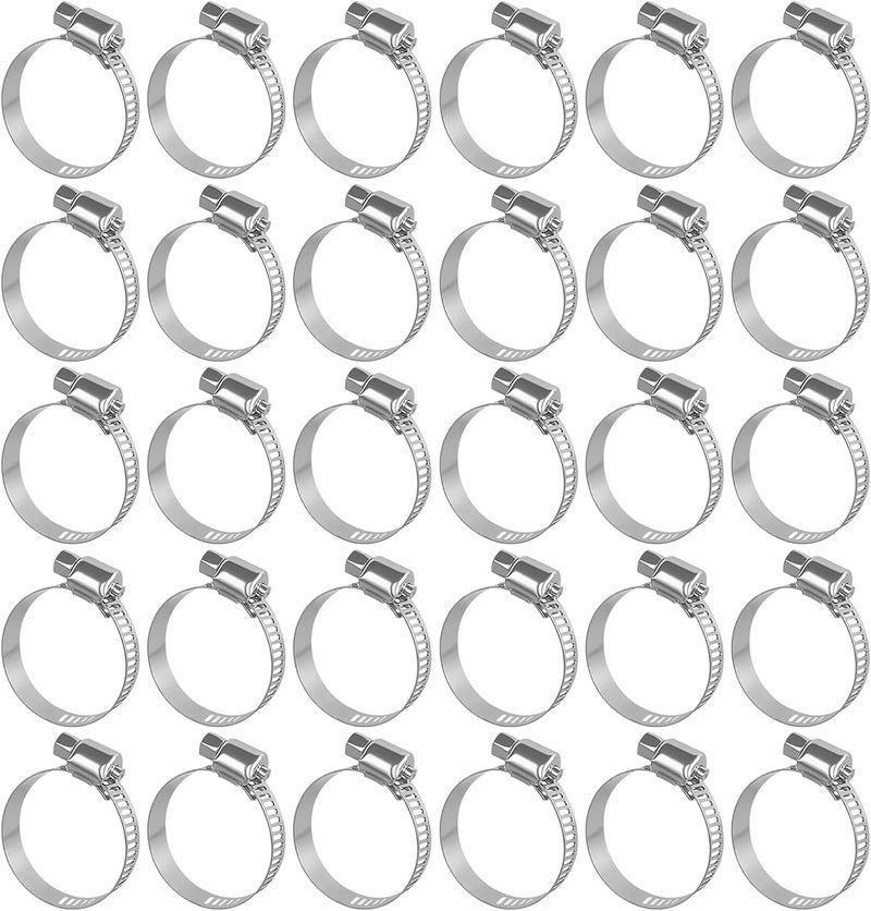 imsiboc 201 Stainless Steel Hose Clamp Assortment Kit, 30PCS Adjustable 7/8'' - 1-1/4'' (18-32mm) Worm Gear Metal Fuel Line Clamp for Plumbing, Automotive And Mechanical Applications - Image 1
